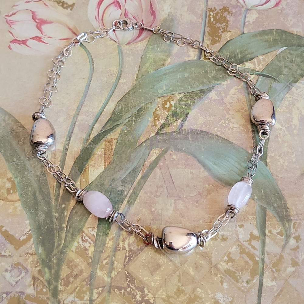 Makuti Sterling Silver and Pink Quartz Necklace